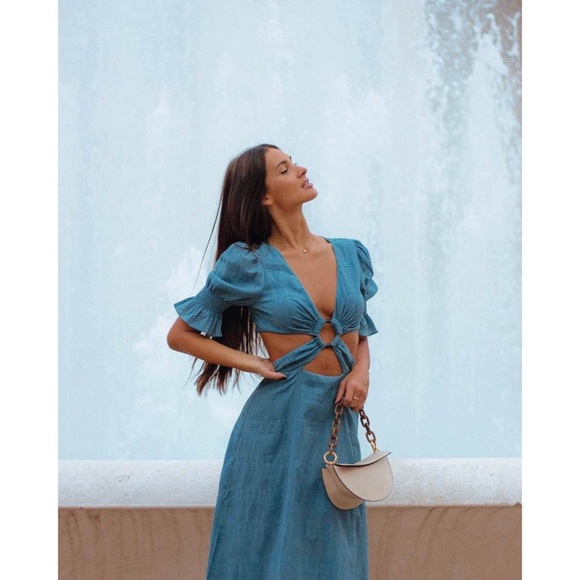 Tularosa Nanette Cut Out Midi Dress in Dusty Blue Women’s Small - Picture 3 of 17